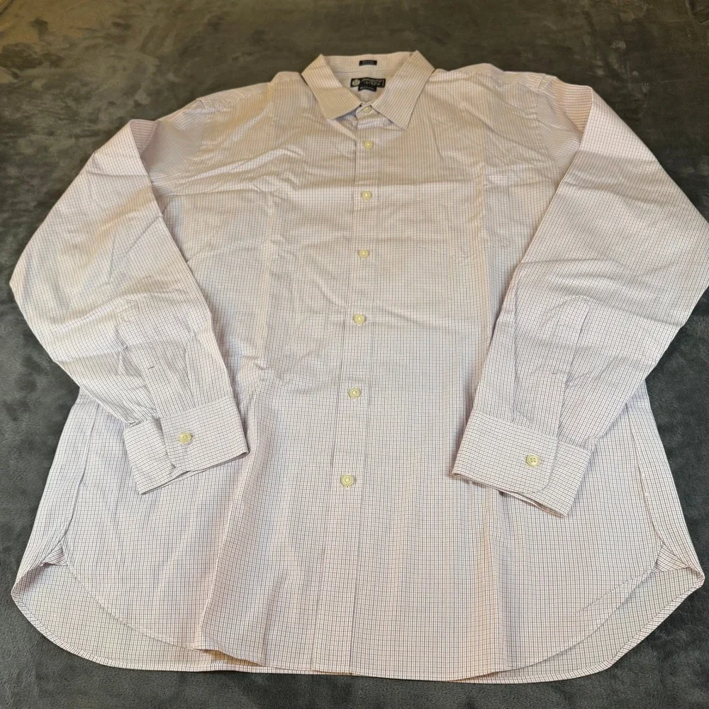J. Crew Haberdashery Mens XL Pink Plaid Check 80's 2-Ply Button Down Dress Shirt
